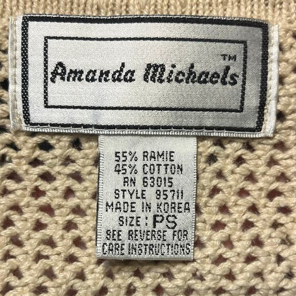 VTG Crochet Knit Floral Boho Vest Small Cream Ramie Cotton Cottagecore Hippie - Picture 6 of 7